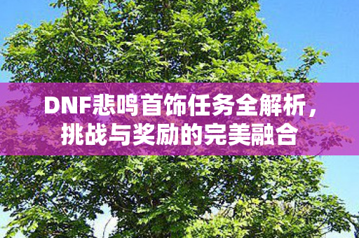 DNF悲鸣首饰任务全解析图片
