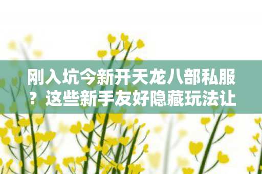 这些新手友好隐藏玩法让你少走弯路图片