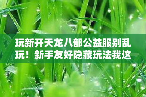 新手友好隐藏玩法我这老玩家偷偷教你天龙八部私服图片