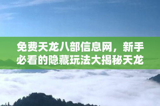 新手必看的隐藏玩法大揭秘天龙私服图片