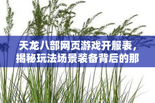 揭秘玩法场景装备背后的那些事儿天龙私服图片