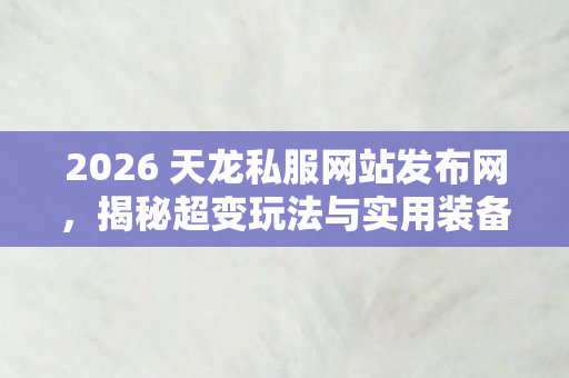 揭秘超变玩法与实用装备指南天龙私服图片