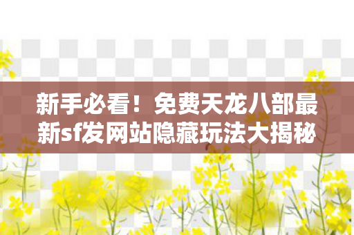 免费天龙八部最新sf发网站隐藏玩法大揭秘天龙私服图片