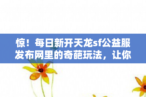 每日新开天龙sf公益服发布网里的奇葩玩法图片