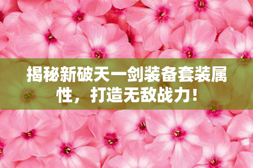 揭秘新破天一剑装备套装属性图片