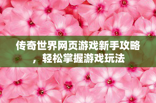 传奇世界网页游戏新手攻略图片
