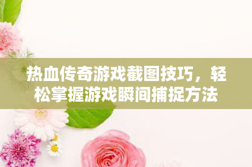 轻松掌握游戏瞬间捕捉方法图片
