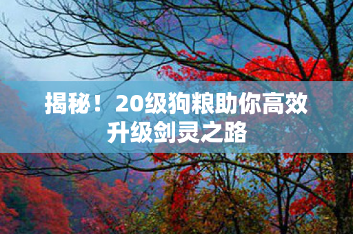 20级狗粮助你高效升级剑灵之路图片