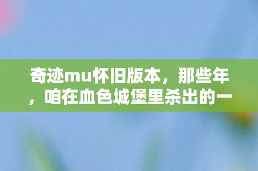 奇迹mu怀旧版本,那些年,咱在血色城堡里杀出的一片天 奇迹mu怀旧版本,那些年,咱在血色城堡里杀出的一片天