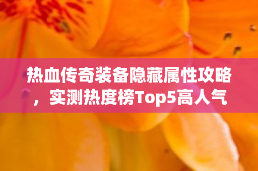 热血传奇装备隐藏属性攻略,实测热度榜Top5高人气服,避开新手陷阱! 热血传奇装备隐藏属性攻略,实测热度榜Top5高人气服,避开新手陷阱!
