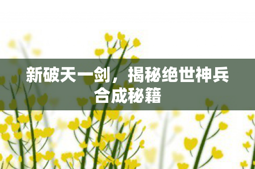 揭秘绝世神兵合成秘籍图片