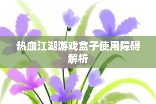 热血江湖游戏盒子使用障碍解析图片