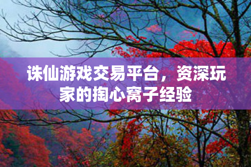 诛仙游戏交易平台，资深玩家的掏心窝子经验