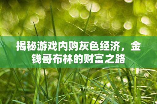 揭秘游戏内购灰色经济图片