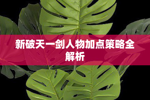 新破天一剑人物加点策略全解析图片
