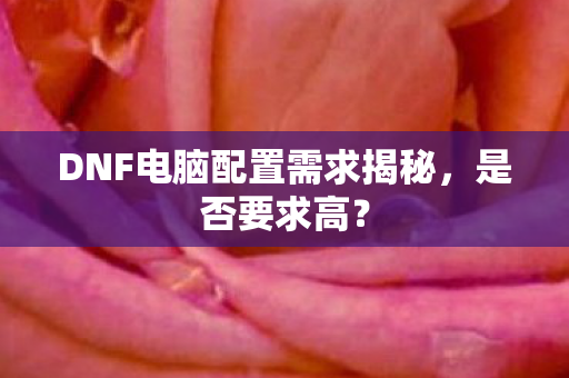 DNF电脑配置需求揭秘图片