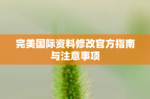 完美国际资料修改官方指南与注意事项图片