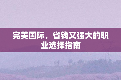 省钱又强大的职业选择指南图片