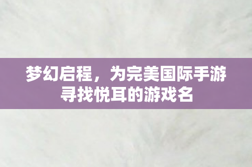 为完美国际手游寻找悦耳的游戏名图片