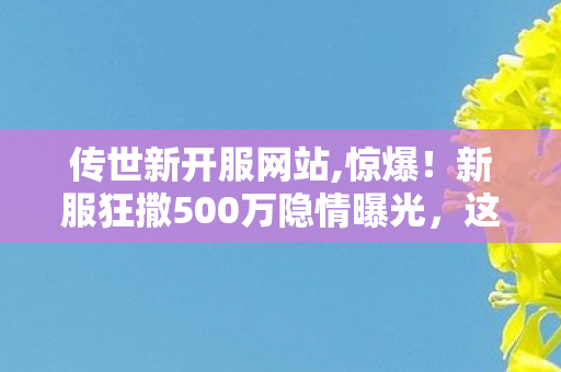 传世新开服网站,惊爆!新服狂撒500万隐情曝光,这操作真让人吓一跳! 传世新开服网站,惊爆!新服狂撒500万隐情曝光,这操作真让人吓一跳!