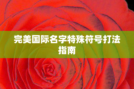 完美国际名字特殊符号打法指南图片