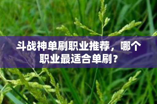 斗战神单刷职业推荐图片