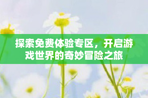 探索免费体验专区，开启游戏世界的奇妙冒险之旅