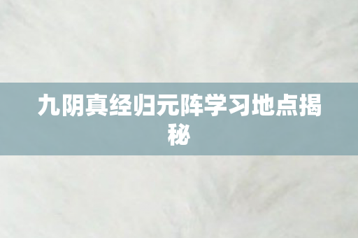 九阴真经归元阵学习地点揭秘图片