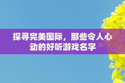 那些令人心动的好听游戏名字图片