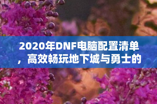 高效畅玩地下城与勇士的硬件推荐图片