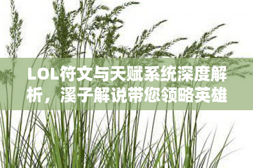 溪子解说带您领略英雄联盟的奥秘图片