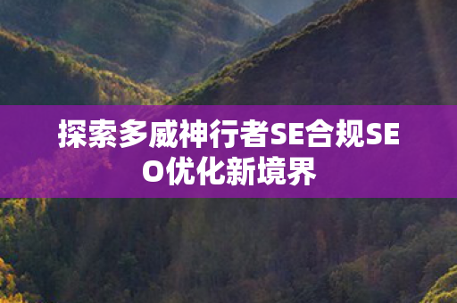 探索多威神行者SE合规SEO优化新境界图片
