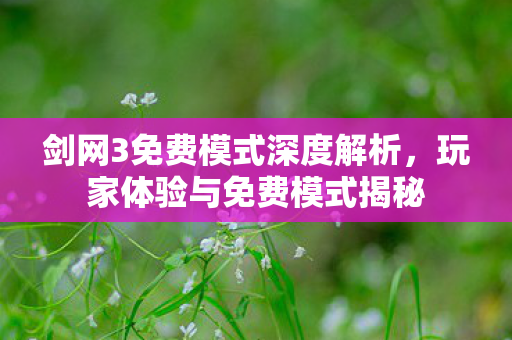 剑网3免费模式深度解析图片