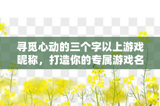 寻觅心动的三个字以上游戏昵称图片