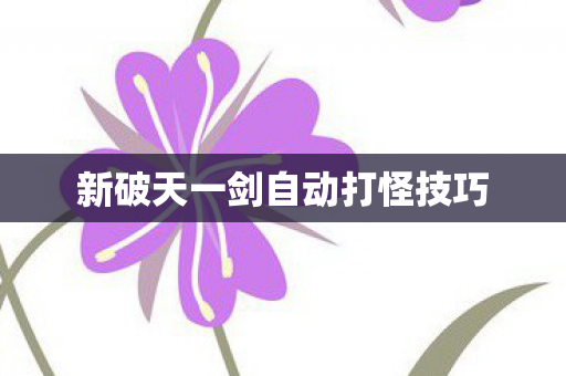 新破天一剑自动打怪技巧图片