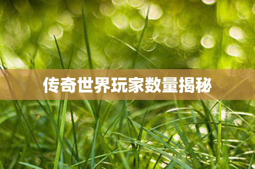 传奇世界玩家数量揭秘图片