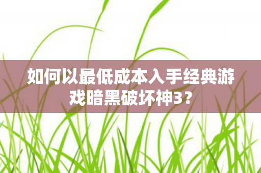 如何以最低成本入手经典游戏暗黑破坏神3图片