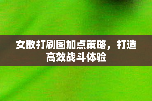 女散打刷图加点策略图片
