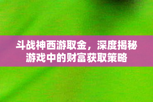 深度揭秘游戏中的财富获取策略图片