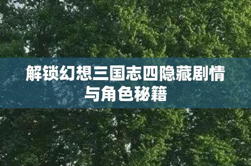 解锁幻想三国志四隐藏剧情与角色秘籍图片