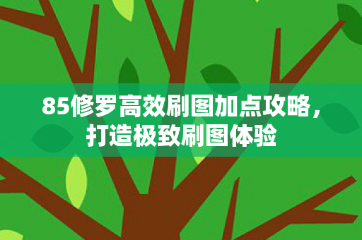 85修罗高效刷图加点攻略图片