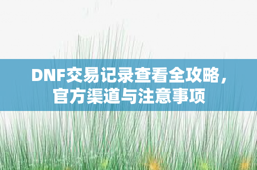 DNF交易记录查看全攻略图片