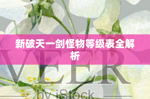 新破天一剑怪物等级表全解析图片