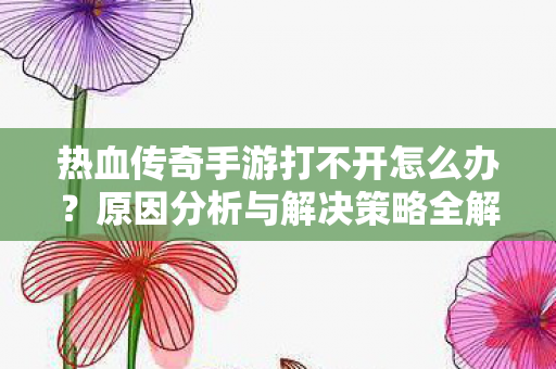 热血传奇手游打不开怎么办图片
