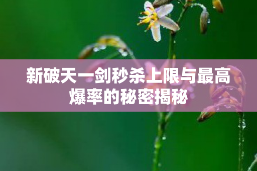 新破天一剑秒杀上限与最高爆率的秘密揭秘图片