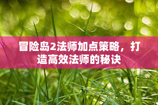 冒险岛2法师加点策略图片