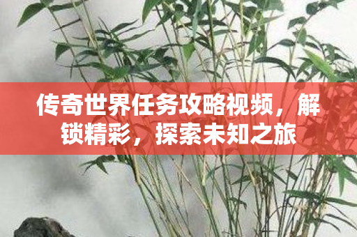 传奇世界任务攻略视频图片