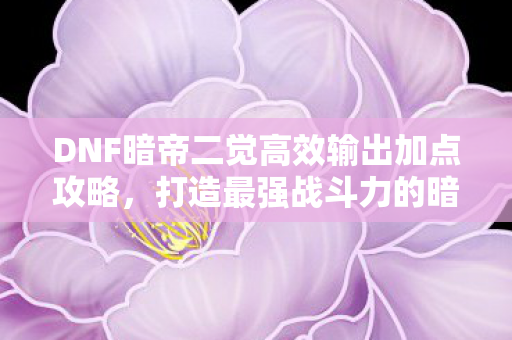 DNF暗帝二觉高效输出加点攻略图片