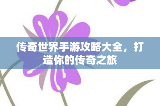 传奇世界手游攻略大全图片