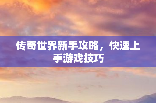 传奇世界新手攻略图片